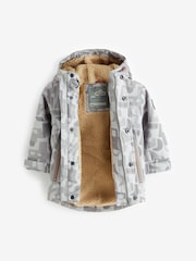 لون محايد مطبوع - Waterproof Teddy Borg Fleece Lined Coat (3mths-7yrs) - صورة 9 من 9