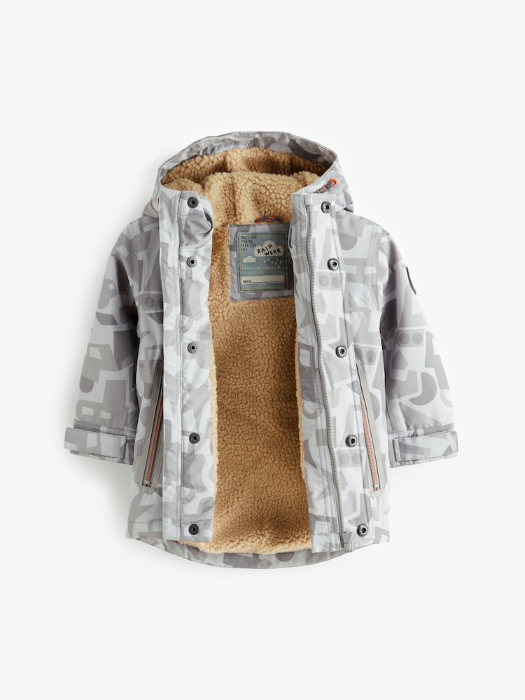 لون محايد مطبوع - Waterproof Teddy Borg Fleece Lined Coat (3mths-7yrs) - صورة 9 من 9