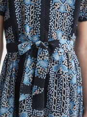 Reiss Navy Alianna Floral Print Puff Sleeve Dress - Image 4 of 6