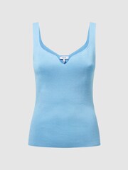 Reiss Blue Daisy Sweetheart Neck Top - Image 2 of 7