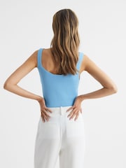 Reiss Blue Daisy Sweetheart Neck Top - Image 5 of 7