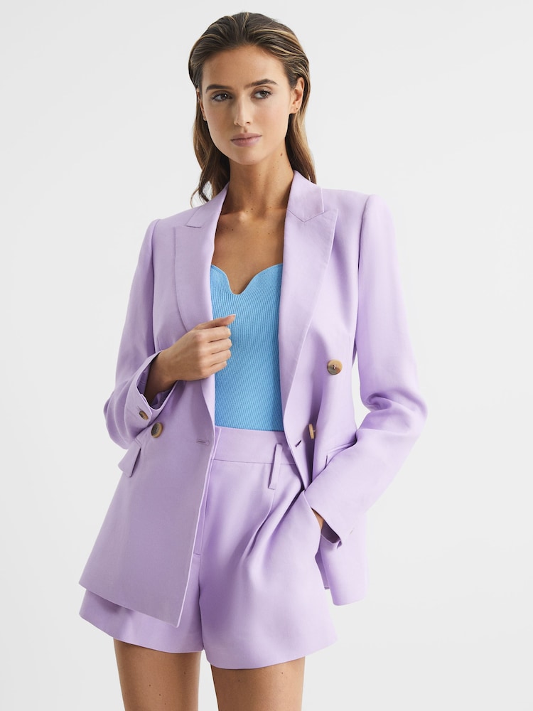 Reiss Blue Daisy Sweetheart Neck Top - Image 7 of 7