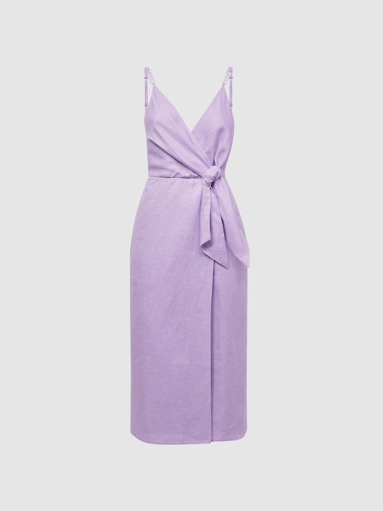 Льняное платье миди с завязкой сбоку Reiss Esme - Image 2 of 6