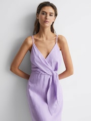 Льняное платье миди с завязкой сбоку Reiss Esme - Image 6 of 6