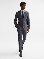 Reiss Navy Leadenhall Slim Fit Dogtooth Trousers - Image 2 of 5