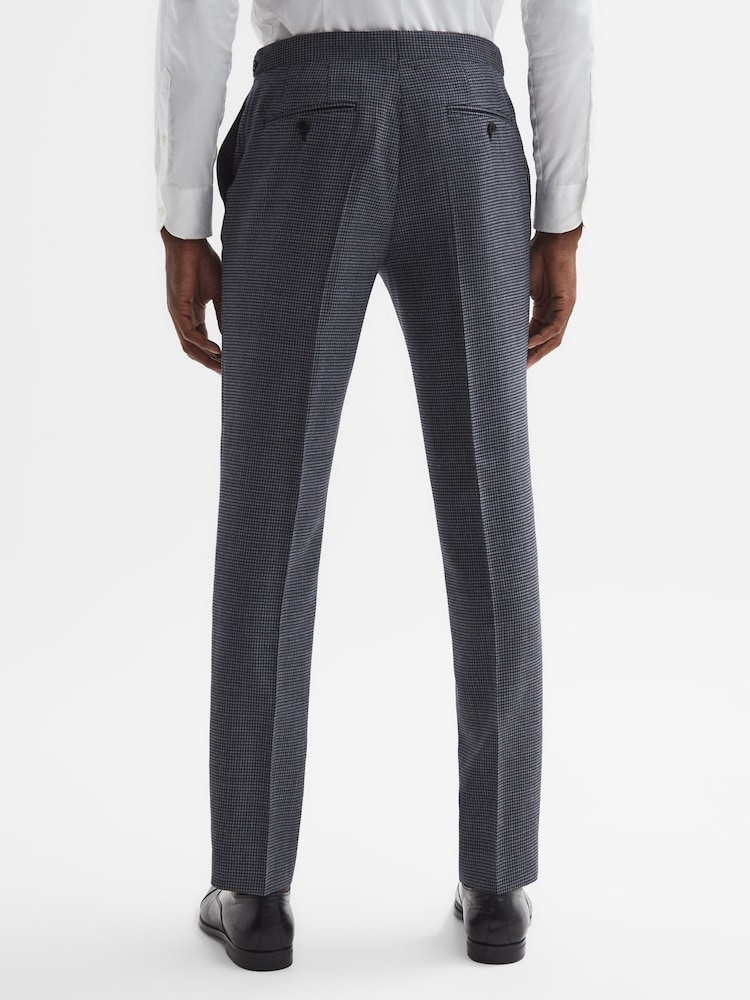 Reiss Navy Leadenhall Slim Fit Dogtooth Trousers - Image 5 of 5