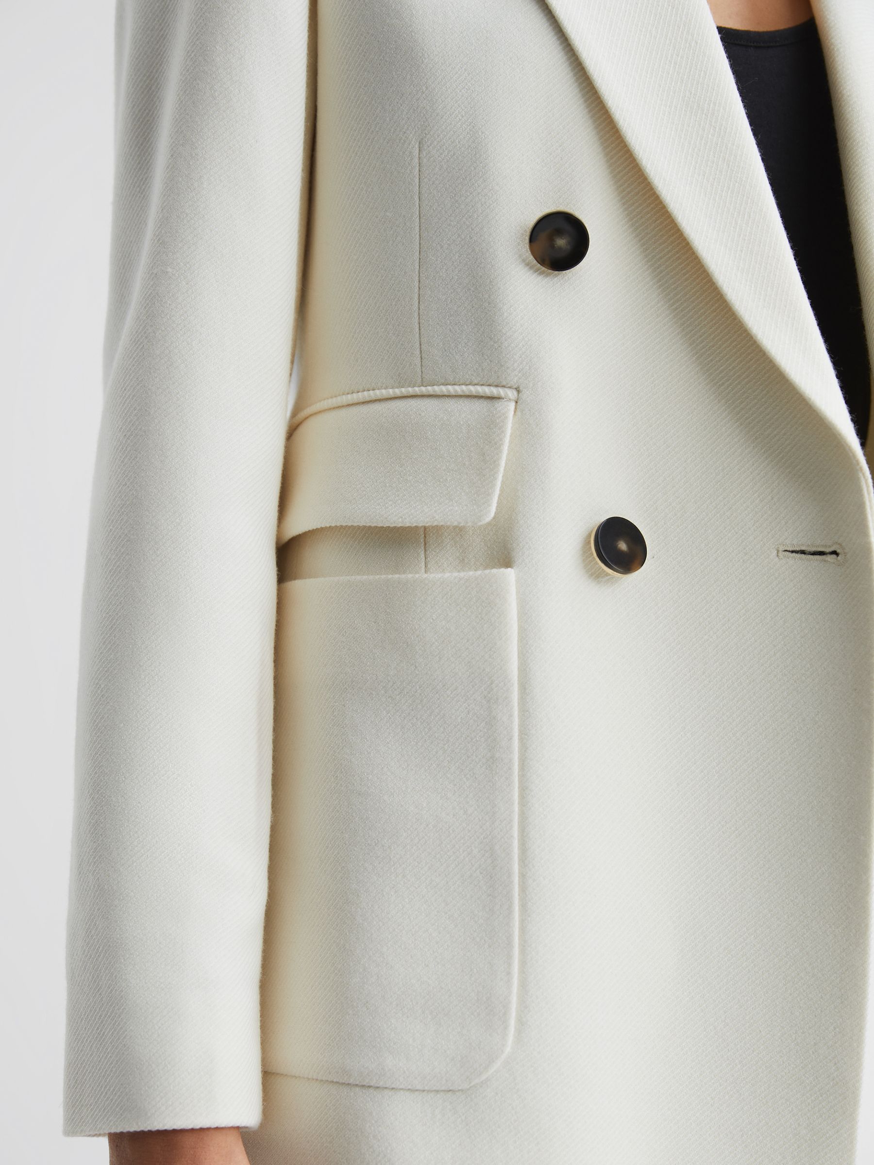 Reiss Double Breasted Twill Blazer in Neutral | REISS