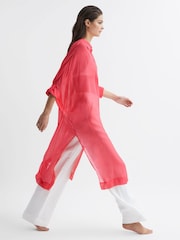 Reiss Coral Ava Sheer Kaftan - Image 6 of 8
