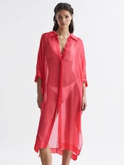 Reiss Coral Ava Sheer Kaftan - Image 7 of 8