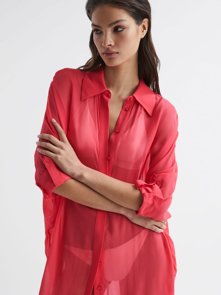Reiss Coral Ava Sheer Kaftan - Image 8 of 8