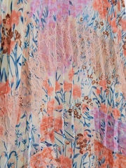 Reiss Pink Print Aster Floral Printed Pleated Dress - Image 6 of 6