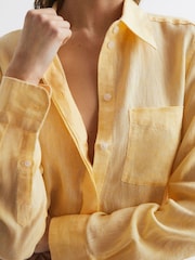Reiss Lemon Campbell Linen Long Sleeve Shirt - Image 4 of 7