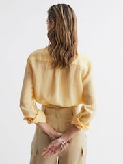 Reiss Lemon Campbell Linen Long Sleeve Shirt - Image 5 of 7