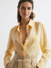 Reiss Lemon Campbell Linen Long Sleeve Shirt - Image 6 of 7