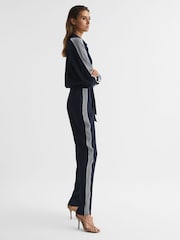Reiss Navy Selma Long Sleeve Jumpsuit - Image 1 of 7
