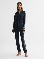 Reiss Navy Selma Long Sleeve Jumpsuit - Image 3 of 7