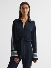 Reiss Navy Selma Long Sleeve Jumpsuit - Image 7 of 7