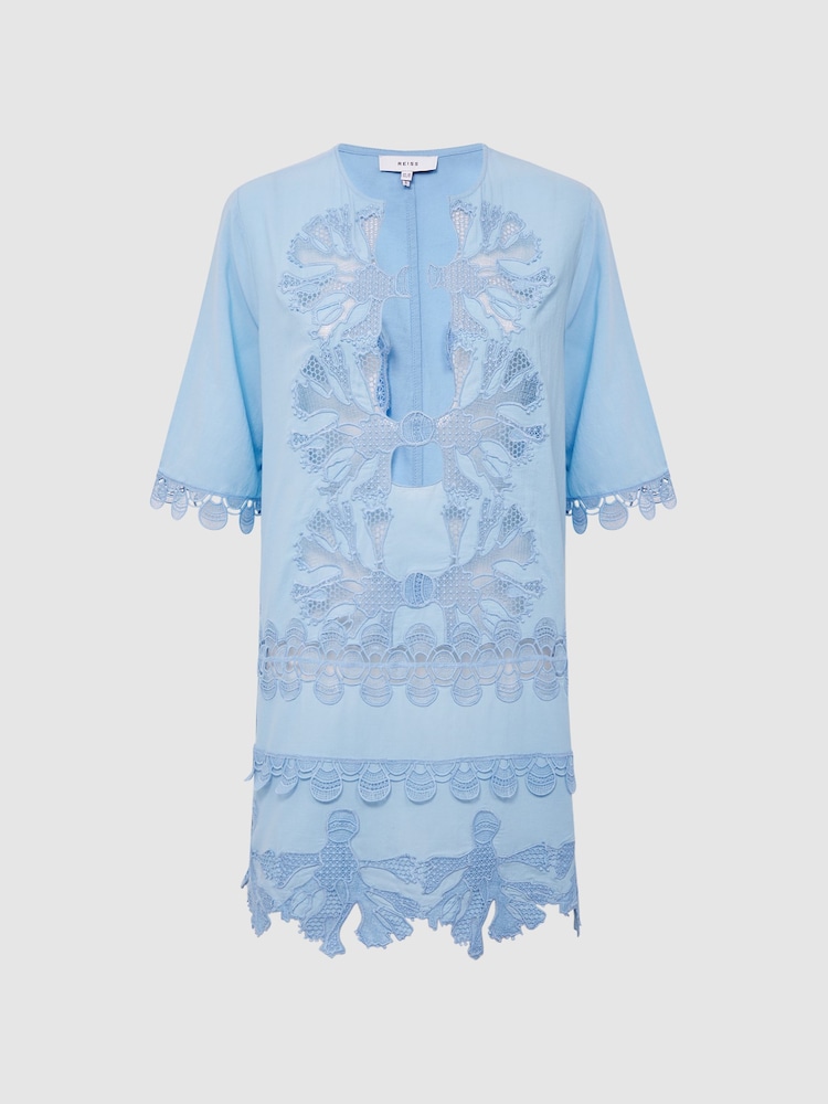 Reiss Blue Etta Embroidered Kaftan - Image 2 of 6