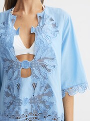 Reiss Blue Etta Embroidered Kaftan - Image 4 of 6