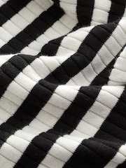Black and White Stripe Ribbed Roll Neck Jumper - Image 2 of 5