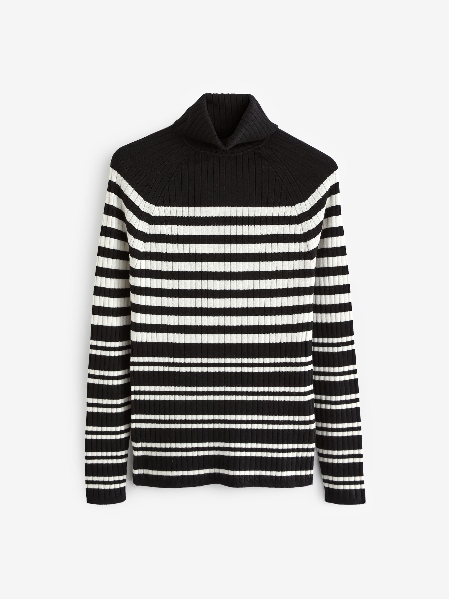 Buy Black and White Stripe Ribbed Roll Neck Jumper from Next Luxembourg