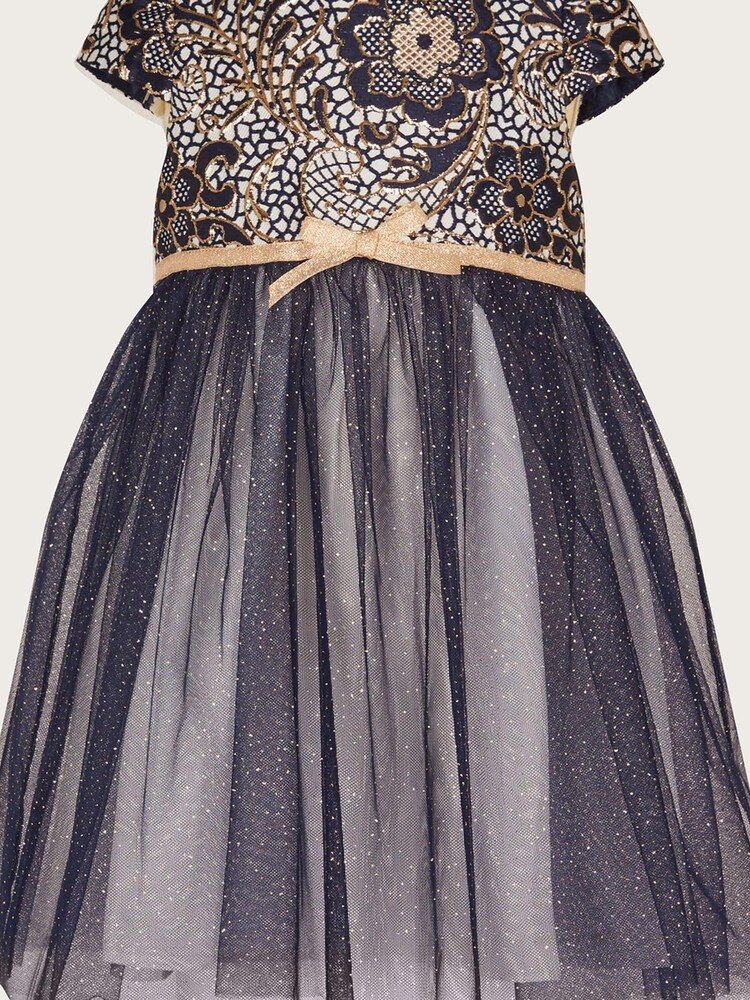 Monsoon Baby Blue Jasmine Jacquard Tulle Dress - Image 1 of 3