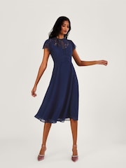 Monsoon Blue Louise Lace Midi Dress - Image 1 of 4