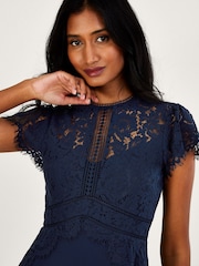 Monsoon Blue Louise Lace Midi Dress - Image 3 of 4