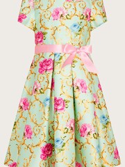 Monsoon Green Baroque Rose Foil Print Dress - Image 1 of 4