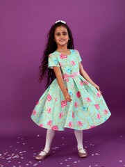 Monsoon Green Baroque Rose Foil Print Dress - Image 2 of 4