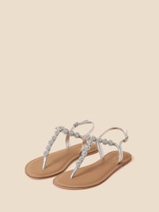 Accessorize Silver Reno Sparkle Diamanté Sandals - Image 1 of 2