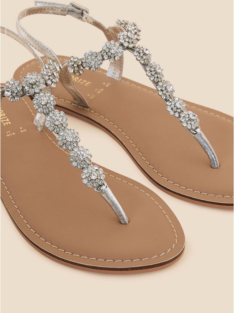 Accessorize Silver Reno Sparkle Diamanté Sandals - Image 2 of 2