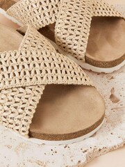 Accessorize Natural Raffia Cross Strap Foot-bed Sliders - Image 2 of 3