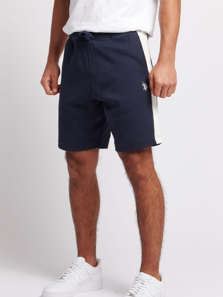 U.S. Polo Assn. Blue Mens Interlock Sports Side 100% Cotton Stripe Shorts - Image 1 of 5