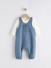 أزرق دنيم - Baby Dungaree and Bodysuit Set (0mths-2yrs) - صورة 1 من 9
