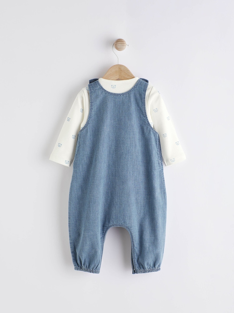 أزرق دنيم - Baby Dungaree and Bodysuit Set (0mths-2yrs) - صورة 2 من 9