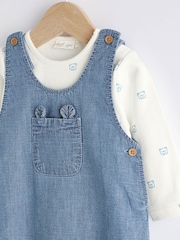 أزرق دنيم - Baby Dungaree and Bodysuit Set (0mths-2yrs) - صورة 4 من 9
