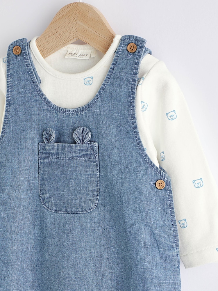 Denim Blue Baby Dungaree and Bodysuit Set (0mths-2yrs) - Image 4 of 9