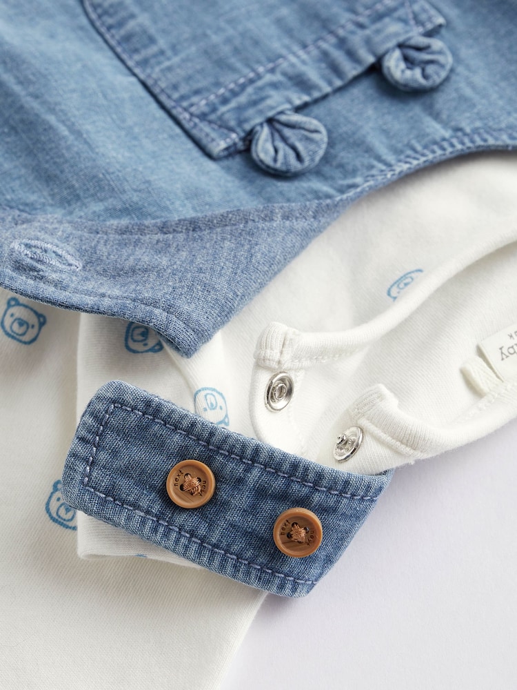 Denim Blue Baby Dungaree and Bodysuit Set (0mths-2yrs) - Image 5 of 9
