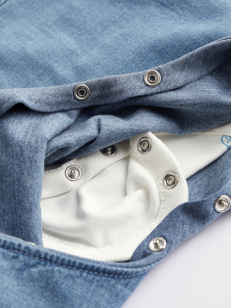Denim Blue Baby Dungaree and Bodysuit Set (0mths-2yrs) - Image 8 of 9