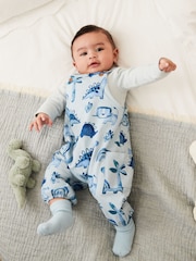 Pale Blue Jersey Baby Dungarees And Bodysuit (0mths-2yrs) - Image 1 of 6