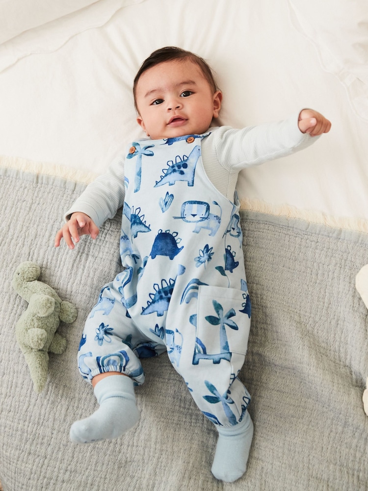 Pale Blue Jersey Baby Dungarees And Bodysuit (0mths-2yrs) - Image 1 of 6