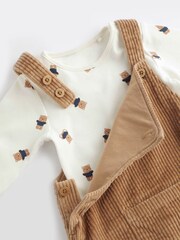 Tan Bear Baby Corduroy Dungaree And Bodysuit Set (0mths-2yrs) - Image 5 of 9