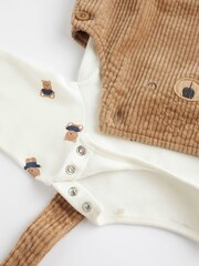 Tan Bear Baby Corduroy Dungaree And Bodysuit Set (0mths-2yrs) - Image 7 of 9
