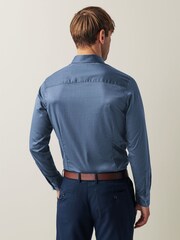 Blue Herringbone Trimmed Shirt - Image 2 of 11