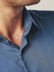 Blue Herringbone Trimmed Shirt - Image 8 of 11