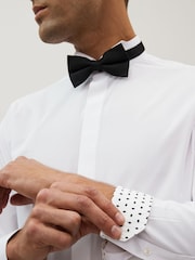 White/Black Single Cuff Occasion Shirt And Bow Tie Set - Image 6 of 8