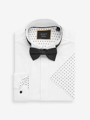 White/Black Single Cuff Occasion Shirt And Bow Tie Set - Image 8 of 8