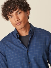 Navy Blue Check Trimmed Shirt - Image 1 of 5
