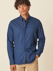 Navy Blue Check Trimmed Shirt - Image 3 of 5